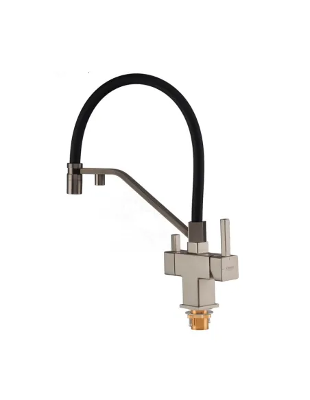Змішувач для кухні з гнучким виливом Koer KB-72036-02 KR5813, чорний гофровилив, з виходом для питної води