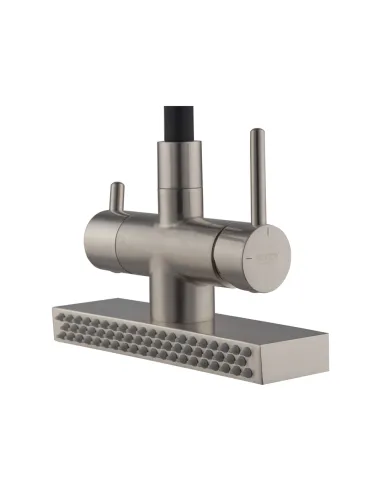 Змішувач для кухні з гнучким виливом Koer KB-74027-02 KR5201, чорний гофровилив, з виходом для питної води та функцією водоспад