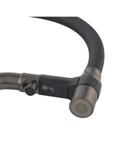 Смеситель для кухни с гибким изливом Koer KB-74027-02 KR5201, черный гофроизлив, с выходом для питьевой воды и функцией водопад