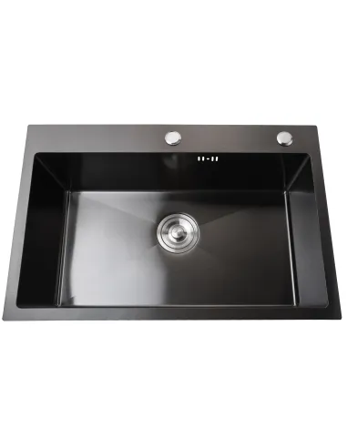 Мойка для кухни прямоугольная Mira 6845HG Графит из нержавеющей стали, 680х450х210 мм, с дозатором