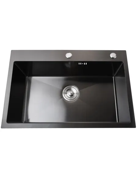 Мойка для кухни прямоугольная Mira 6845HG Графит из нержавеющей стали, 680х450х210 мм, с дозатором