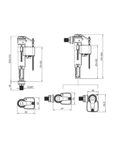 Запорная арматура на унитаз Koer KT-0101-3/8 дюйма с универсальным подключением