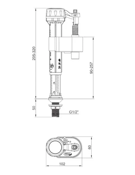 Запорная арматура на унитаз Koer KT-0104-1/2 дюйма, нижнее подключение