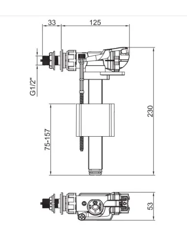 Запорная арматура на унитаз Koer KT-0105-1/2 дюйма, боковое подключение