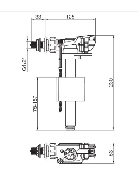 Запорная арматура на унитаз Koer KT-0105-1/2 дюйма, боковое подключение
