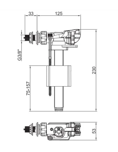 Запорная арматура на унитаз Koer KT-0105-3/8 дюйма, боковое подключение