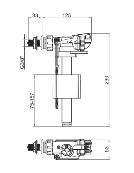 Запорная арматура на унитаз Koer KT-0105-3/8 дюйма, боковое подключение