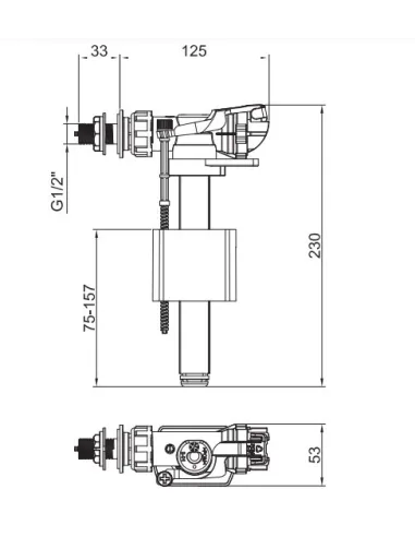 Запорная арматура на унитаз Koer KT-0106-1/2 дюйма, боковое подключение