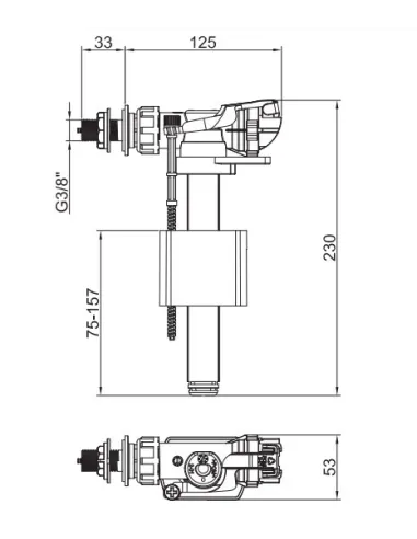 Запорная арматура на унитаз Koer KT-0106-3/8 дюйма, боковое подключение