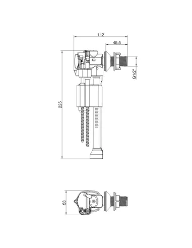 Запорная арматура на унитаз Koer KT-0107-1/2 дюйма, боковое подключение