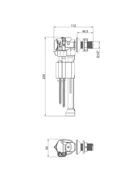 Запорная арматура на унитаз Koer KT-0107-1/2 дюйма, боковое подключение