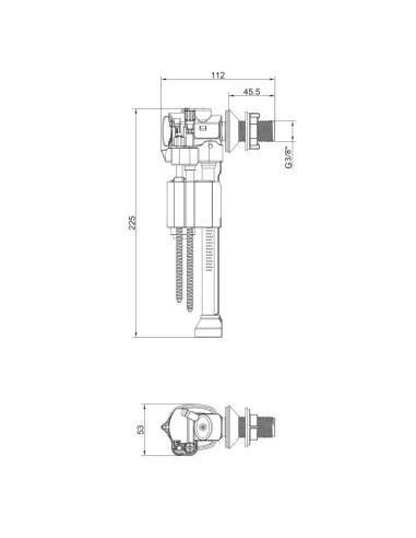 Запорная арматура на унитаз Koer KT-0107-3/8 дюйма, боковое подключение