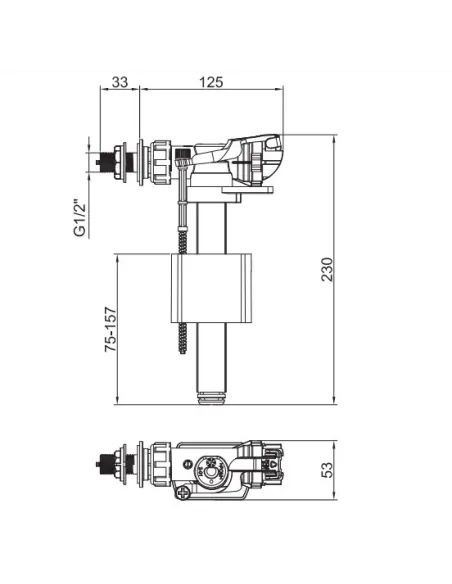 Запорная арматура на унитаз Koer KT-0303-1/2 дюйма, боее подключение, комплект
