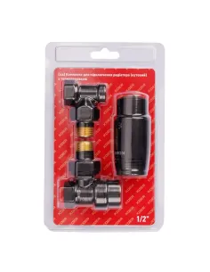 Комплект термостатический для радиатора Koer SET-24.Black - 1/2 дюйма, угловой