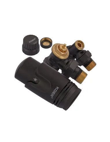 Комплект термостатический для радиатора Koer SET-24.Black - 1/2 дюйма, угловой