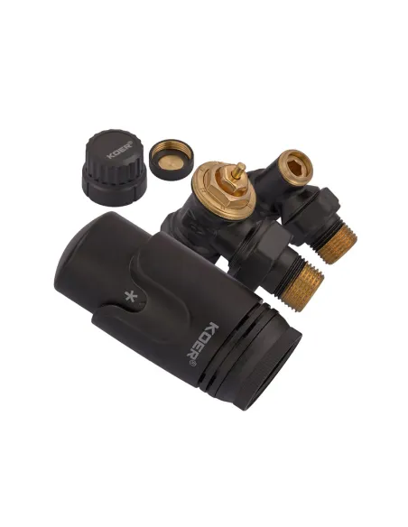 Комплект термостатический для радиатора Koer SET-24.Black - 1/2 дюйма, угловой