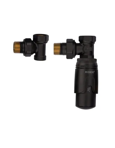 Комплект термостатический для радиатора Koer SET-24.Black - 1/2 дюйма, угловой