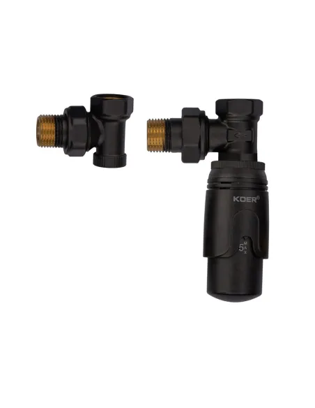 Комплект термостатический для радиатора Koer SET-24.Black - 1/2 дюйма, угловой