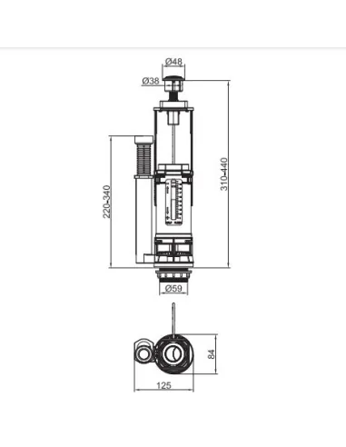 Сливной клапан с регулировкой Koer KT-0201 KR5057, два режима