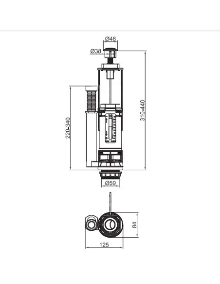 Сливной клапан с регулировкой Koer KT-0201 KR5057, два режима