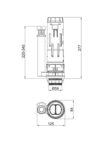 Сливной клапан с регулировкой Koer KT-0202 KR5338, два режима