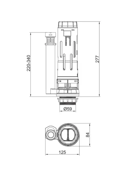 Сливной клапан с регулировкой Koer KT-0202 KR5338, два режима