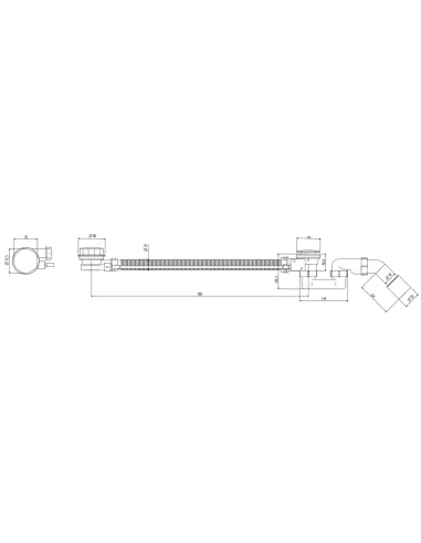 Сифон для ванны Koer BD-04-01 полуавтомат, с переливом, 1 1/2 дюйма