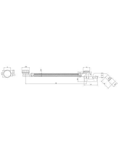 Сифон для ванны Koer BD-04-05 полуавтомат, с переливом, 1 1/2 дюйма