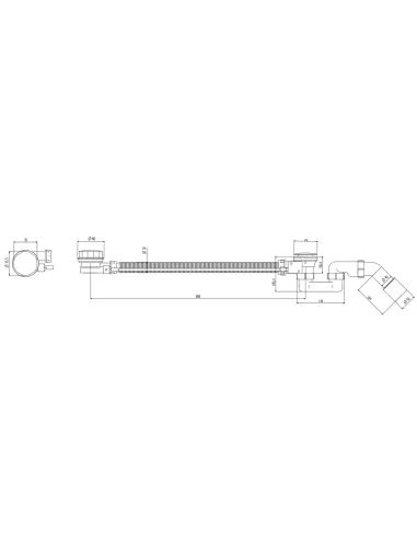 Сифон для ванни Koer BD-04-07 напівавтомат, з переливом, 1 1/2 дюйма
