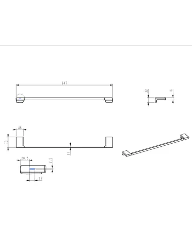 Тримач для рушників Koer AS-0109-1-01, хром