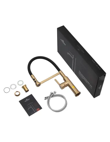 Смеситель для кухни с гибким изливом Kroner KRP Ersel - GBG03112BLK, 2 режима работы
