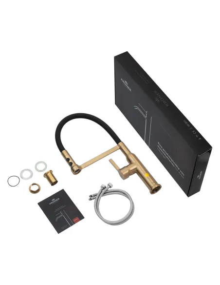 Смеситель для кухни с гибким изливом Kroner KRP Ersel - GBG03112BLK, 2 режима работы