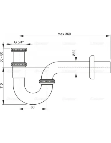 Сифон для биде Alcaplast A45E, латунь, хром