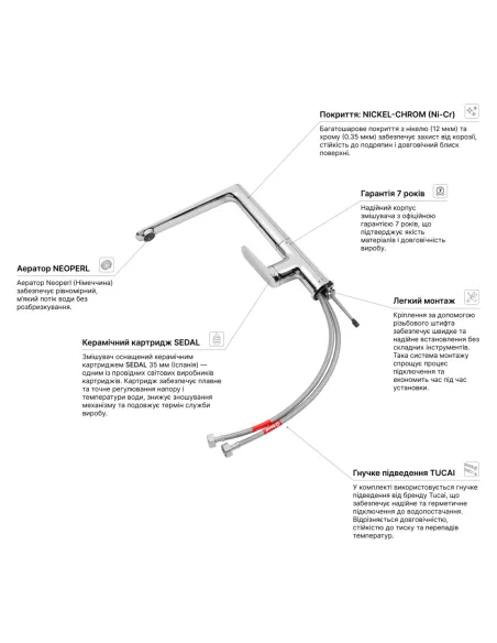 Змішувач для кухні Kroner Element 211512A-0101