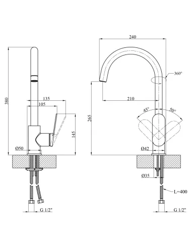Смеситель для кухни Kroner Element 211512B-0101