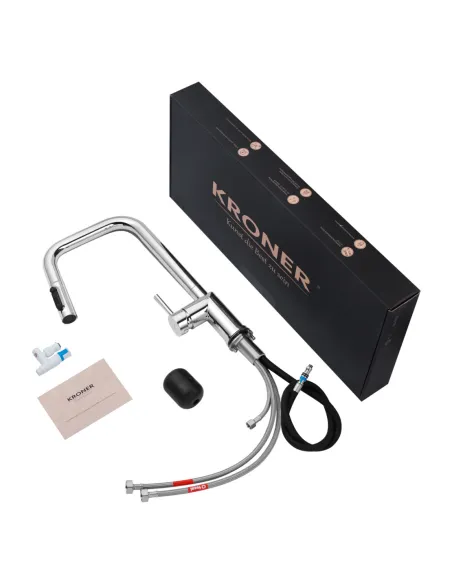 Смеситель для кухни Kroner Element 296569B-0101, с подключением к фильтру, выдвижной излив