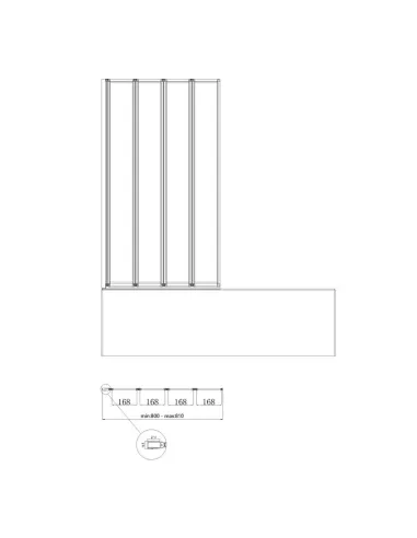 Стеклянная шторка для ванной Koer SR BS07-80x140-TR-01, складная