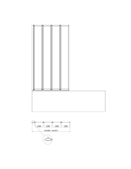 Стеклянная шторка для ванной Koer SR BS07-80x140-TR-01, складная