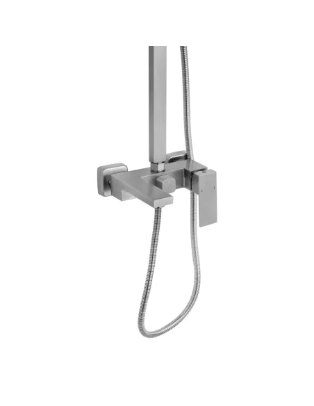 Душевая система Kroner KRP Edelstahl Kubus - ESG064, с изливом, нержавеющая сталь, высота 94-147 см, однорычажная