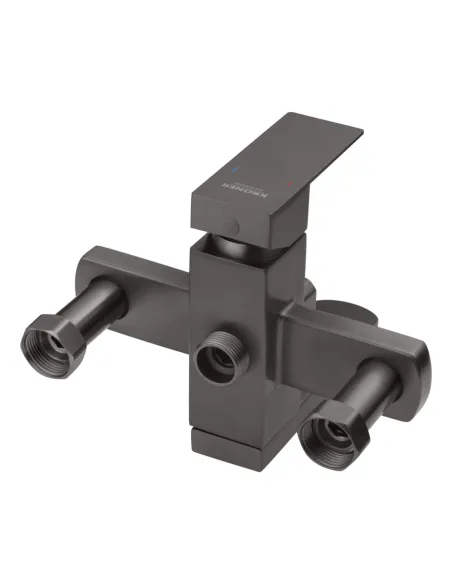 Душевая система Kroner KRP Edelstahl Kubus - PVD063, с изливом, нержавеющая сталь, высота 82.5-142 см, однорычажная