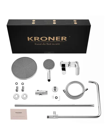 Душевая система Kroner Element 211318-0101, с изливом, высота 91.5-126.5 см, однорычажная