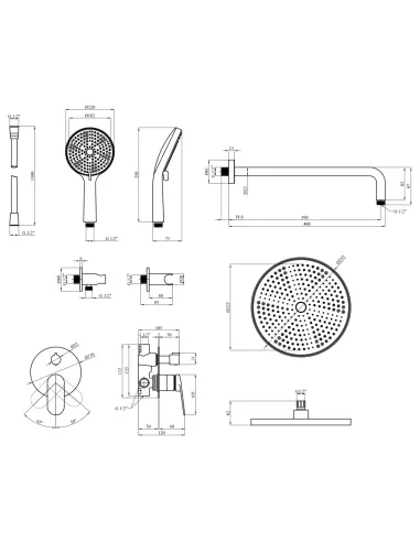 Душевая система Kroner Element 211335B-3801, скрытого монтажа, без излива