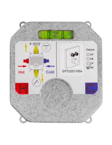 Душова система Kroner Element Thermo 211461-0101, прихованого монтажу, з термостатом, без виливу