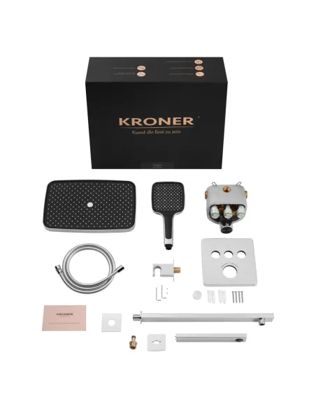 Душевая система Kroner Element Thermo 211462-0101, скрытого монтажа, с термостатом, с изливом