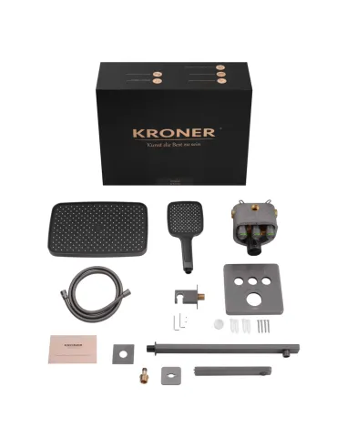 Душова система Kroner Element Thermo 211462-5301, прихованого монтажу, з термостатом, з виливом