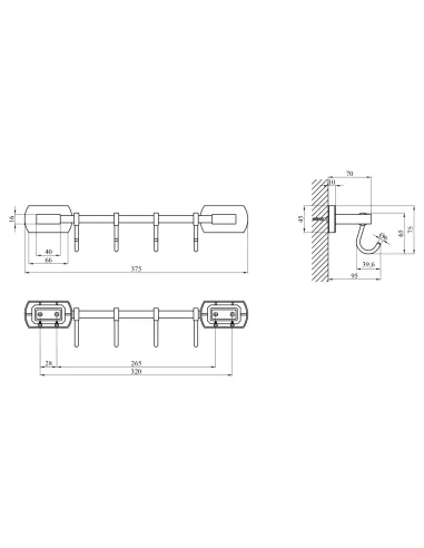 Полотенцедержатель Kroner KRM Graz - C95618-4, хром, 4 крючка