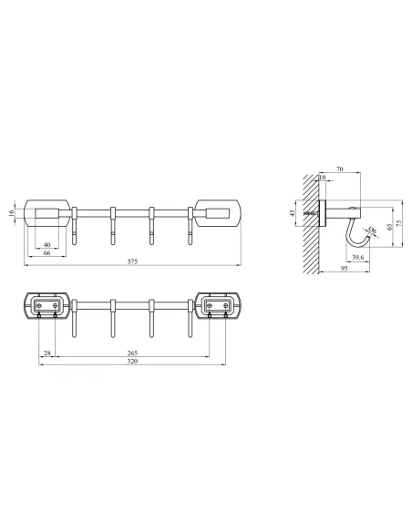 Рушникотримач Kroner KRM Graz - C95618-4, хром, 4 гачки