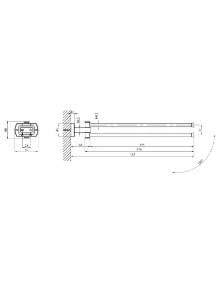 Полотенцедержатель Kroner KRM Graz - C95614, хром, 2 перекладины, поворотный