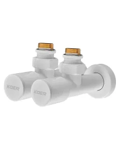 Кран для полотенцесушителя Koer KR.SET.534 WHITE угловой, 1/2 дюйма, 2 шт