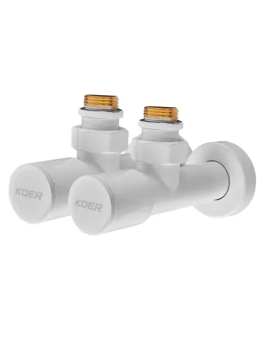 Кран для полотенцесушителя Koer KR.SET.534 WHITE угловой, 1/2 дюйма, 2 шт